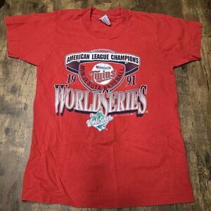 Vintage 1991 Minnesota Twins Single Stitch T-Shirt - Boys‎ L 14-16 MLB USA